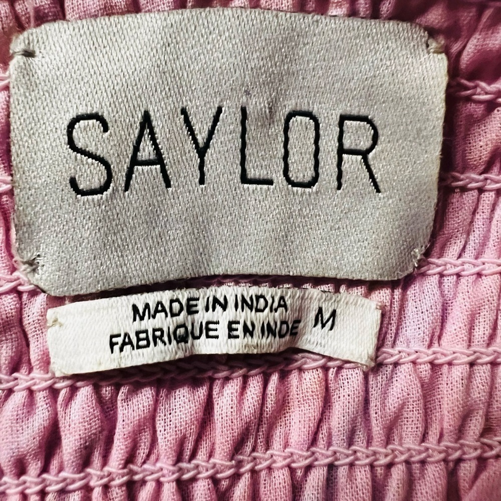 SAYLOR Blush Pink Tiered Zinnia Dress With Metallic Striped Threads Size Medium - Picture 5 of 13